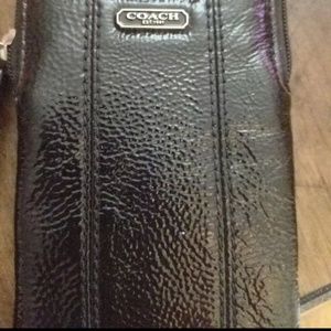 Coach wristlet - black leather authentic